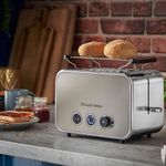 Electronice si Electrocasnice - Electrocasnice bucatarie - Preparare paine - Prajitoare de paine - Prajitor de paine Russell Hobbs Distinctions, 2 fante, gratar chifle, tava firimituri detasabila, design premium, titan - Infinity.ro