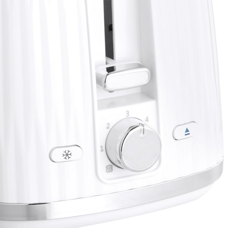 Electronice si Electrocasnice - Electrocasnice bucatarie - Preparare paine - Sandwich-maker - Prajitor de paine Russell Hobbs Eden, 2 fante, gratar chifle, tava firimituri detasabila, design modern, alb - Infinity.ro