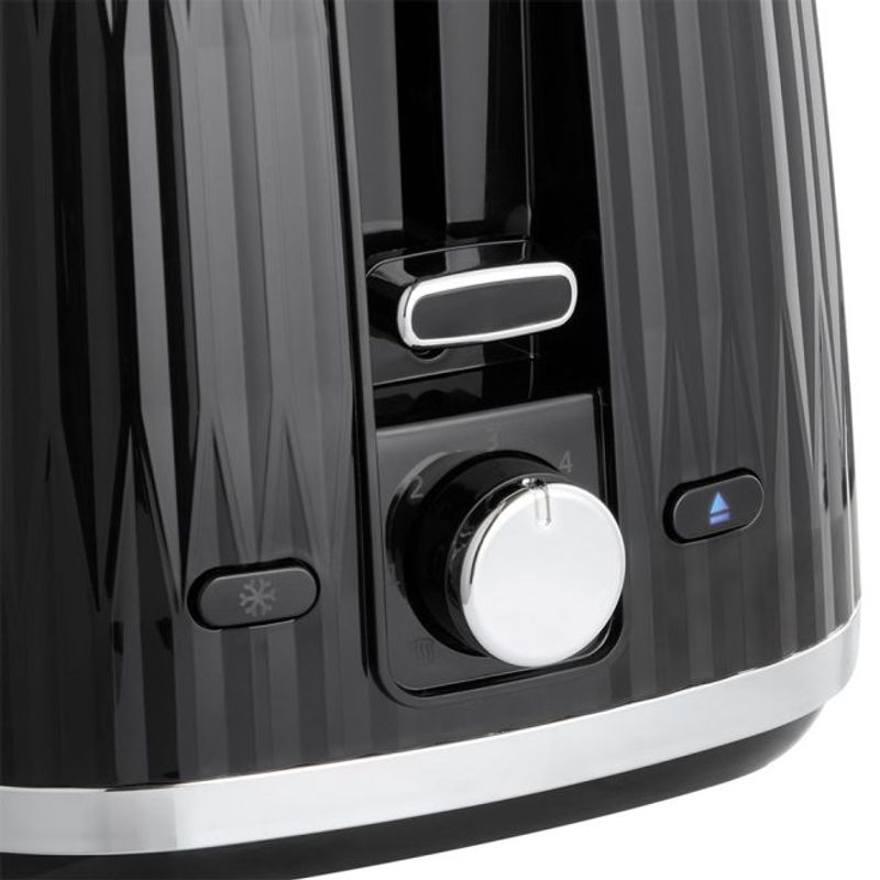 Electronice si Electrocasnice - Electrocasnice bucatarie - Preparare paine - Sandwich-maker - Prajitor de paine Russell Hobbs Eden, 2 fante, gratar chifle, tava firimituri detasabila, design modern, negru - Infinity.ro