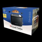 Electronice si Electrocasnice - Electrocasnice bucatarie - Preparare paine - Sandwich-maker - Prajitor de paine Russell Hobbs Eden, 2 fante, gratar chifle, tava firimituri detasabila, design modern, negru - Infinity.ro