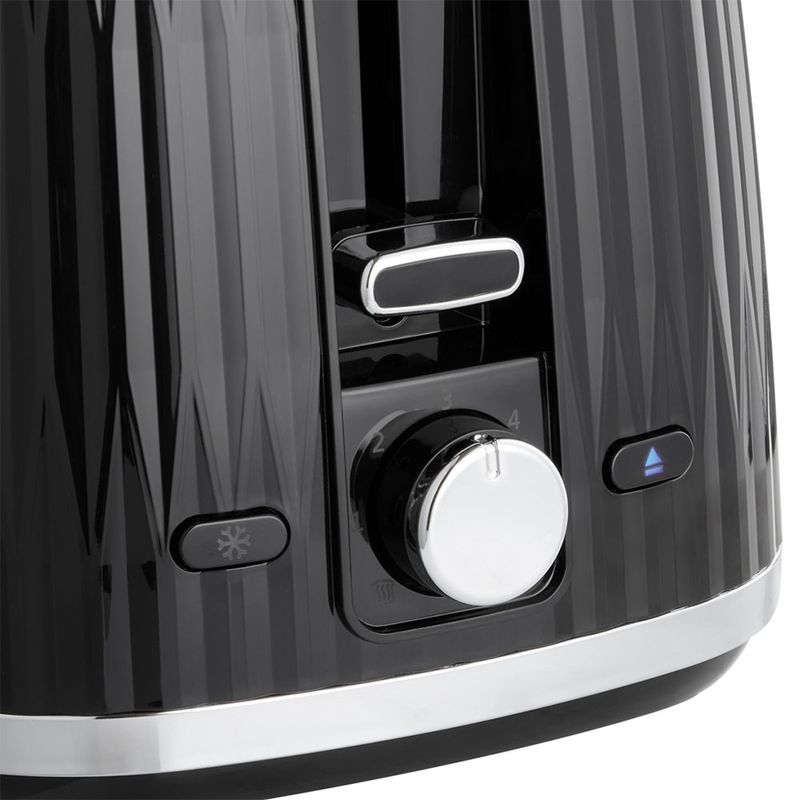 Electronice si Electrocasnice - Electrocasnice bucatarie - Preparare paine - Sandwich-maker - Prajitor de paine Russell Hobbs Eden, 2 fante, gratar chifle, tava firimituri detasabila, design modern, negru - Infinity.ro
