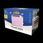 Electronice si Electrocasnice - Electrocasnice bucatarie - Preparare paine - Sandwich-maker - Prajitor de paine Russell Hobbs Eden, 2 fante, gratar chifle, tava firimituri detasabila, design modern, roz - Infinity.ro