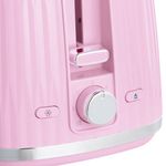 Electronice si Electrocasnice - Electrocasnice bucatarie - Preparare paine - Sandwich-maker - Prajitor de paine Russell Hobbs Eden, 2 fante, gratar chifle, tava firimituri detasabila, design modern, roz - Infinity.ro