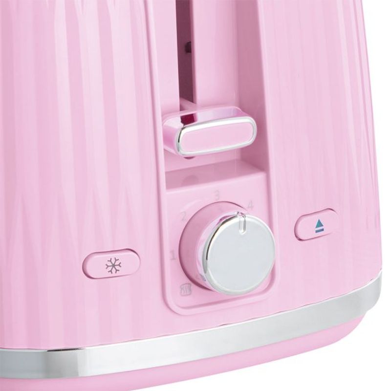 Electronice si Electrocasnice - Electrocasnice bucatarie - Preparare paine - Sandwich-maker - Prajitor de paine Russell Hobbs Eden, 2 fante, gratar chifle, tava firimituri detasabila, design modern, roz - Infinity.ro