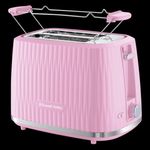 Electronice si Electrocasnice - Electrocasnice bucatarie - Preparare paine - Sandwich-maker - Prajitor de paine Russell Hobbs Eden, 2 fante, gratar chifle, tava firimituri detasabila, design modern, roz - Infinity.ro