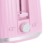 Electronice si Electrocasnice - Electrocasnice bucatarie - Preparare paine - Sandwich-maker - Prajitor de paine Russell Hobbs Eden, 2 fante, gratar chifle, tava firimituri detasabila, design modern, roz - Infinity.ro