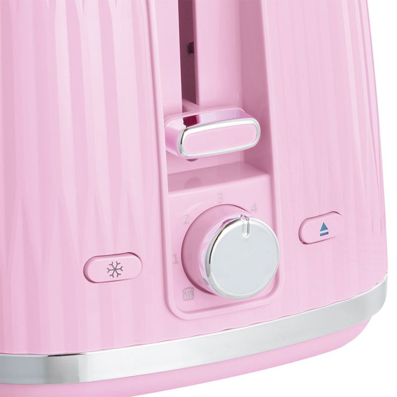 Electronice si Electrocasnice - Electrocasnice bucatarie - Preparare paine - Sandwich-maker - Prajitor de paine Russell Hobbs Eden, 2 fante, gratar chifle, tava firimituri detasabila, design modern, roz - Infinity.ro