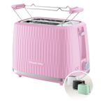 Electronice si Electrocasnice - Electrocasnice bucatarie - Preparare paine - Sandwich-maker - Prajitor de paine Russell Hobbs Eden, 2 fante, gratar chifle, tava firimituri detasabila, design modern, roz - Infinity.ro