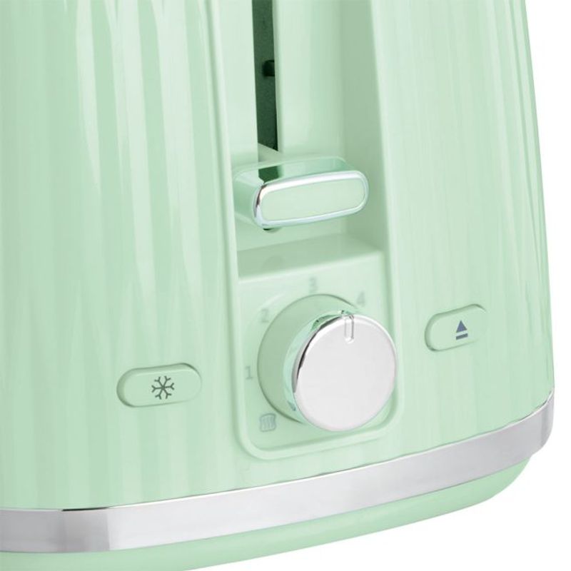 Electronice si Electrocasnice - Electrocasnice bucatarie - Preparare paine - Sandwich-maker - Prajitor de paine Russell Hobbs Eden, 2 fante, gratar chifle, tava firimituri detasabila, design modern, verde - Infinity.ro