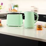 Electronice si Electrocasnice - Electrocasnice bucatarie - Preparare paine - Sandwich-maker - Prajitor de paine Russell Hobbs Eden, 2 fante, gratar chifle, tava firimituri detasabila, design modern, verde - Infinity.ro