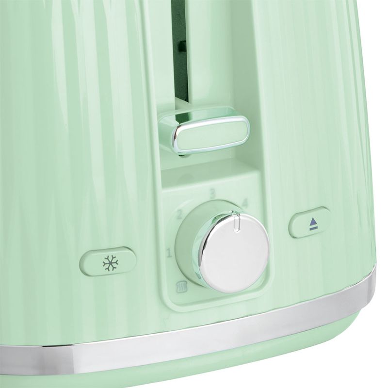 Electronice si Electrocasnice - Electrocasnice bucatarie - Preparare paine - Sandwich-maker - Prajitor de paine Russell Hobbs Eden, 2 fante, gratar chifle, tava firimituri detasabila, design modern, verde - Infinity.ro