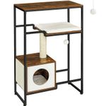 Petshop - Accesorii petshop - Jucarii animale - Ansambluri de joaca - Mobilier 2 in 1 pisici cu pestera si rafturi decorative, PAL otel plus sisal, max 30 kg, 74x34x114 cm, maro vintage - Infinity.ro