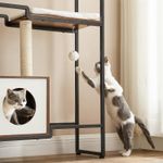 Petshop - Accesorii petshop - Jucarii animale - Ansambluri de joaca - Mobilier 2 in 1 pisici cu pestera si rafturi decorative, PAL otel plus sisal, max 30 kg, 74x34x114 cm, maro vintage - Infinity.ro