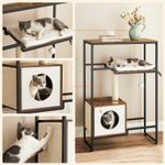 Petshop - Accesorii petshop - Jucarii animale - Ansambluri de joaca - Mobilier 2 in 1 pisici cu pestera si rafturi decorative, PAL otel plus sisal, max 30 kg, 74x34x114 cm, maro vintage - Infinity.ro