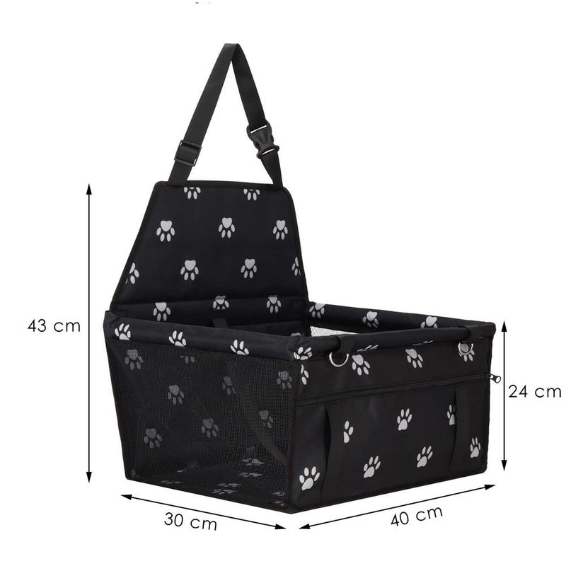 Petshop - Accesorii petshop - Culcusuri si custi - Genti si articole transport - Geanta auto transport animale companie caini pisici poliester, 40x43x30 cm, pliabila, negru - Infinity.ro