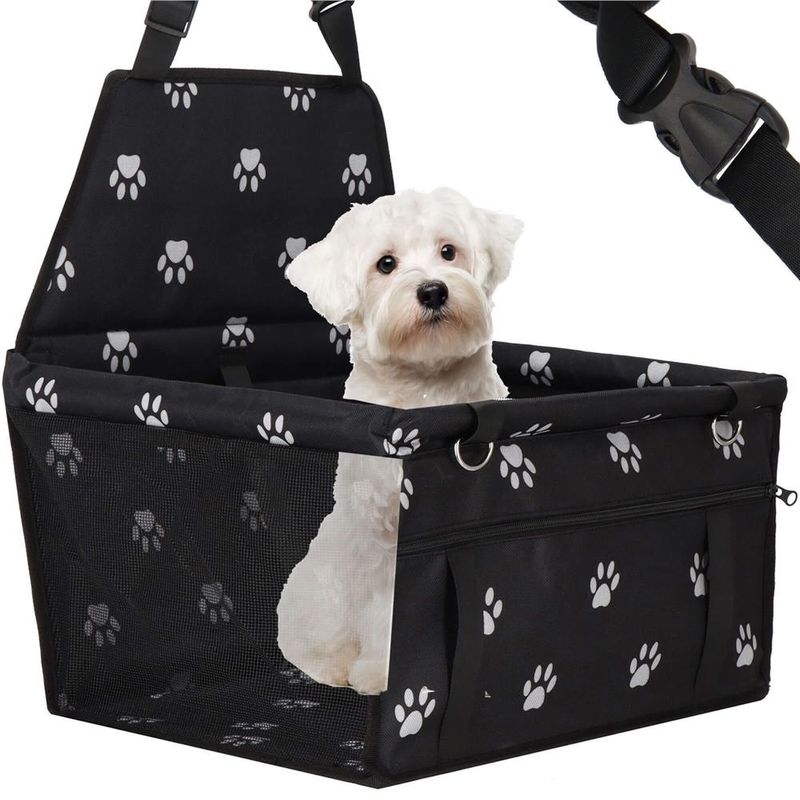 Petshop - Accesorii petshop - Culcusuri si custi - Genti si articole transport - Geanta auto transport animale companie caini pisici poliester, 40x43x30 cm, pliabila, negru - Infinity.ro
