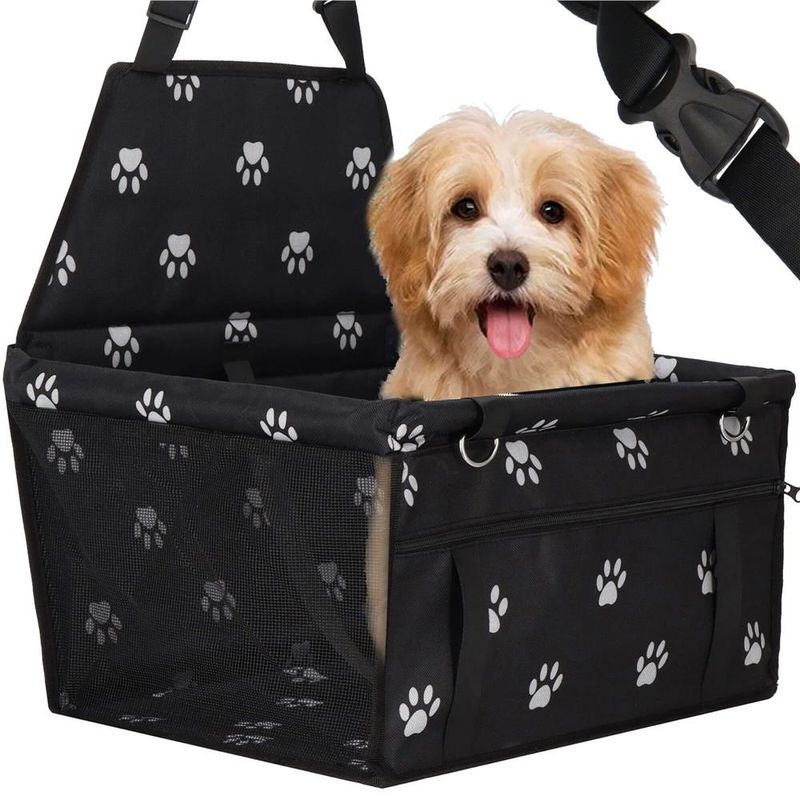 Petshop - Accesorii petshop - Culcusuri si custi - Genti si articole transport - Geanta auto transport animale companie caini pisici poliester, 40x43x30 cm, pliabila, negru - Infinity.ro