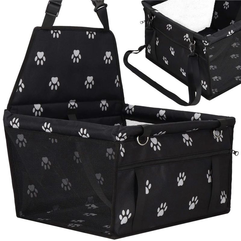 Petshop - Accesorii petshop - Culcusuri si custi - Genti si articole transport - Geanta auto transport animale companie caini pisici poliester, 40x43x30 cm, pliabila, negru - Infinity.ro