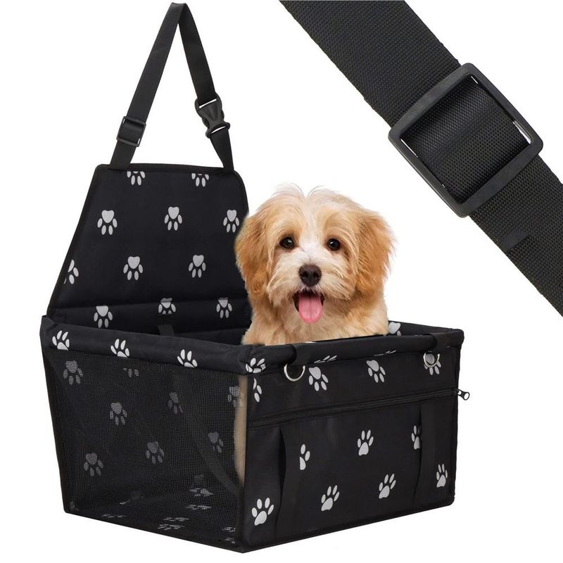 Petshop - Accesorii petshop - Culcusuri si custi - Genti si articole transport - Geanta auto transport animale companie caini pisici poliester, 40x43x30 cm, pliabila, negru - Infinity.ro