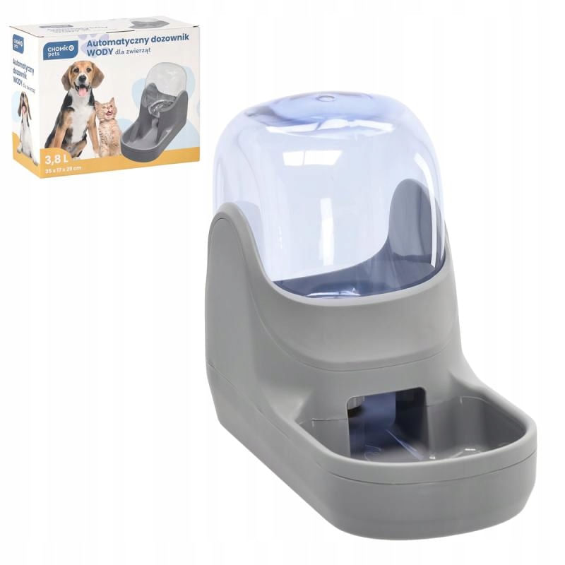 Petshop - Accesorii petshop - Castroane si adapatori - Dispenser automat apa caini pisici gravitational 3800 ml, 35x17x29 cm, umplere automata, gri - Infinity.ro