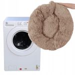 Petshop - Accesorii petshop - Culcusuri si custi - Culcusuri si saltele - Pat pufos caini pisici husa detasabila lavabila rotund, 80 cm diametru, anti-alunecare, maro deschis - Infinity.ro