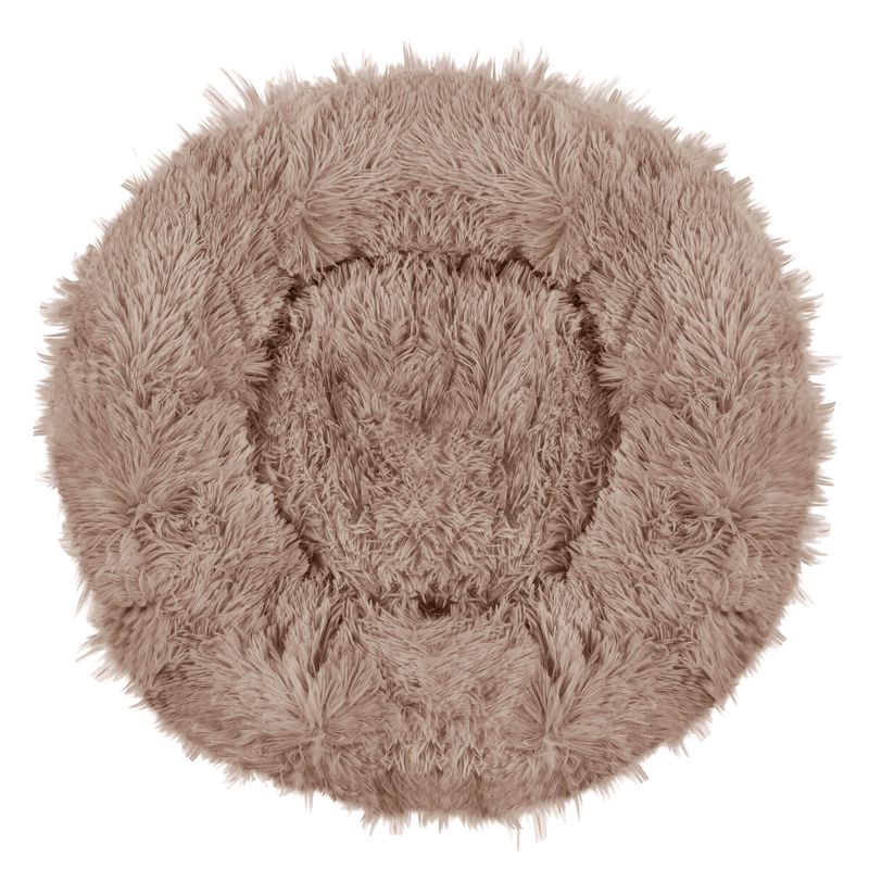 Petshop - Accesorii petshop - Culcusuri si custi - Culcusuri si saltele - Pat pufos caini pisici husa detasabila lavabila rotund, 80 cm diametru, anti-alunecare, maro deschis - Infinity.ro