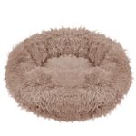 Petshop - Accesorii petshop - Culcusuri si custi - Culcusuri si saltele - Pat pufos caini pisici husa detasabila lavabila rotund, 80 cm diametru, anti-alunecare, maro deschis - Infinity.ro