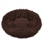 Petshop - Accesorii petshop - Culcusuri si custi - Culcusuri si saltele - Pat pufos caini pisici husa detasabila lavabila rotund, 80 cm diametru, anti-alunecare, maro - Infinity.ro
