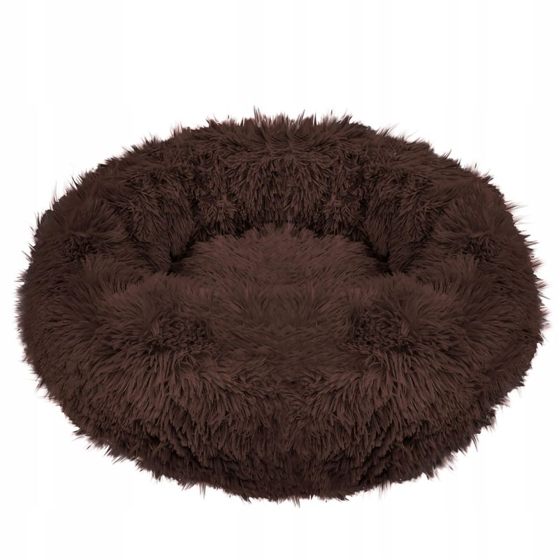 Petshop - Accesorii petshop - Culcusuri si custi - Culcusuri si saltele - Pat pufos caini pisici husa detasabila lavabila rotund, 80 cm diametru, anti-alunecare, maro - Infinity.ro