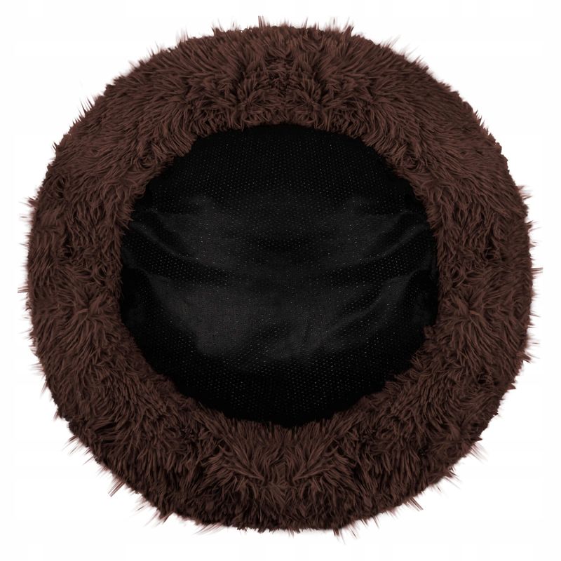 Petshop - Accesorii petshop - Culcusuri si custi - Culcusuri si saltele - Pat pufos caini pisici husa detasabila lavabila rotund, 80 cm diametru, anti-alunecare, maro - Infinity.ro