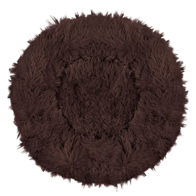 Petshop - Accesorii petshop - Culcusuri si custi - Culcusuri si saltele - Pat pufos caini pisici husa detasabila lavabila rotund, 80 cm diametru, anti-alunecare, maro - Infinity.ro