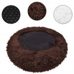 Petshop - Accesorii petshop - Culcusuri si custi - Culcusuri si saltele - Pat pufos caini pisici husa detasabila lavabila rotund, 80 cm diametru, anti-alunecare, maro - Infinity.ro