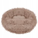 Petshop - Accesorii petshop - Culcusuri si custi - Culcusuri si saltele - Pat pufos caini pisici husa detasabila lavabila rotund, 80 cm diametru, anti-alunecare, maro deschis - Infinity.ro