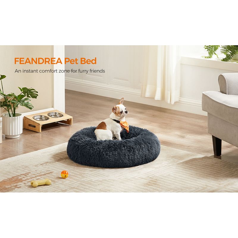 Petshop - Accesorii petshop - Culcusuri si custi - Culcusuri si saltele - Pat pufos caini pisici husa detasabila lavabila plus, 60x20 cm, anti-alunecare, gri inchis - Infinity.ro
