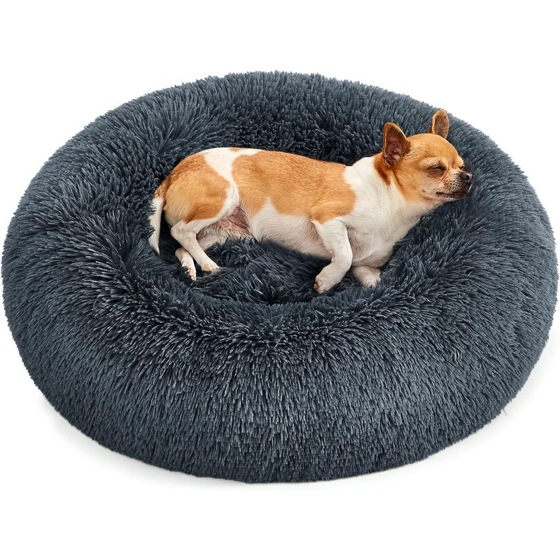 Petshop - Accesorii petshop - Culcusuri si custi - Culcusuri si saltele - Pat pufos caini pisici husa detasabila lavabila plus, 60x20 cm, anti-alunecare, gri inchis - Infinity.ro
