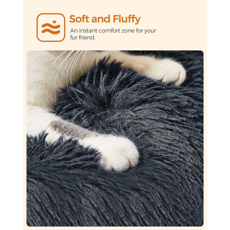 Petshop - Accesorii petshop - Culcusuri si custi - Culcusuri si saltele - Pat pufos caini pisici husa detasabila lavabila plus, 60x20 cm, anti-alunecare, gri inchis - Infinity.ro