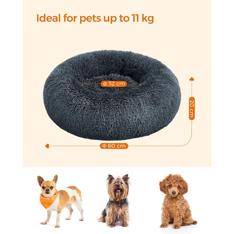 Petshop - Accesorii petshop - Culcusuri si custi - Culcusuri si saltele - Pat pufos caini pisici husa detasabila lavabila plus, 60x20 cm, anti-alunecare, gri inchis - Infinity.ro