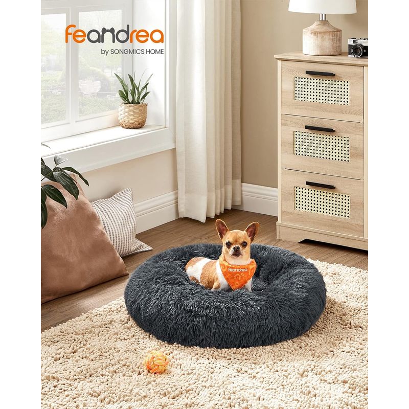Petshop - Accesorii petshop - Culcusuri si custi - Culcusuri si saltele - Pat pufos caini pisici husa detasabila lavabila plus, 60x20 cm, anti-alunecare, gri inchis - Infinity.ro