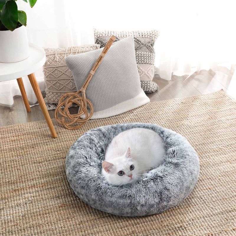 Petshop - Accesorii petshop - Culcusuri si custi - Culcusuri si saltele - Pat pufos caini pisici husa detasabila lavabila plus, 50x20 cm, anti-alunecare, gri - Infinity.ro