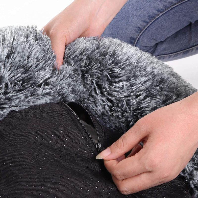 Petshop - Accesorii petshop - Culcusuri si custi - Culcusuri si saltele - Pat pufos caini pisici husa detasabila lavabila plus, 50x20 cm, anti-alunecare, gri - Infinity.ro