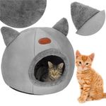 Petshop - Accesorii petshop - Culcusuri si custi - Culcusuri si saltele - Patut pisici caini moale pufos antiderapant perna detasabila, 37x31x36 cm, confort, gri - Infinity.ro