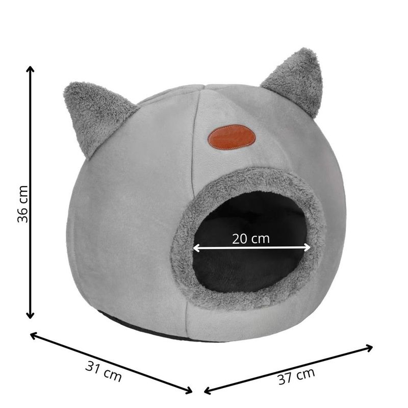 Petshop - Accesorii petshop - Culcusuri si custi - Culcusuri si saltele - Patut pisici caini moale pufos antiderapant perna detasabila, 37x31x36 cm, confort, gri - Infinity.ro