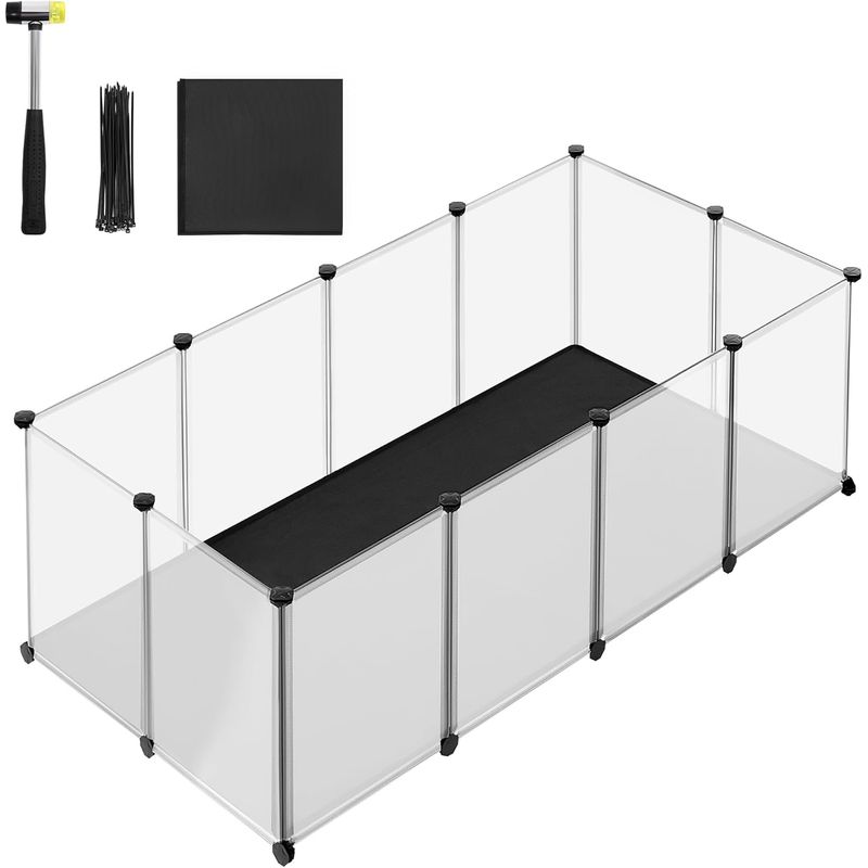 Petshop - Accesorii petshop - Culcusuri si custi - Tarcuri si colivii - Tarc animale mici modular plastic transparent, placi baza si covoras impermeabil detasabil, - Infinity.ro