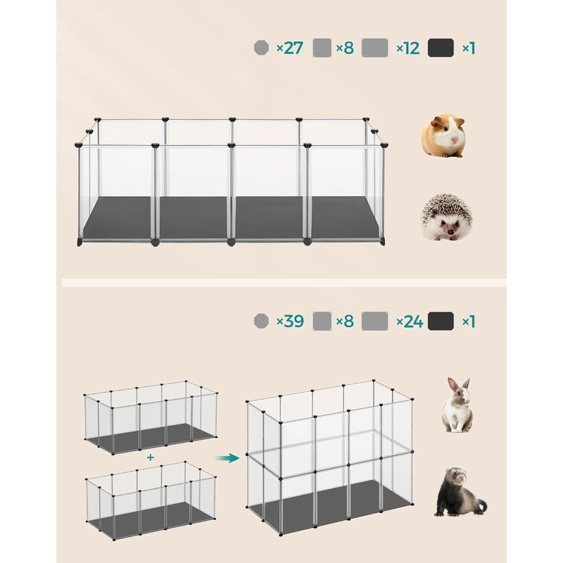 Petshop - Accesorii petshop - Culcusuri si custi - Tarcuri si colivii - Tarc animale mici modular plastic transparent, placi baza si covoras impermeabil detasabil, - Infinity.ro