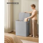 Market - Spalare si intretinere rufe - Uscatoare de rufe si accesorii - Cos rufe cu 3 compartimente si capac, saci detasabili cu maner, 190 litri, 64x40x75 cm, gri - Infinity.ro
