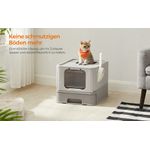 Petshop - Ingrijire si Igiena - Litiere si accesorii - Litiere acoperite - Litiera pisici cu capac tava extensibila maxim 15 kg, 54x43x38 cm, design igienic, gri - Infinity.ro