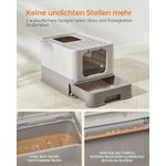 Petshop - Ingrijire si Igiena - Litiere si accesorii - Litiere acoperite - Litiera pisici cu capac tava extensibila maxim 15 kg, 54x43x38 cm, design igienic, gri - Infinity.ro
