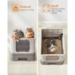 Petshop - Ingrijire si Igiena - Litiere si accesorii - Litiere acoperite - Litiera pisici cu capac tava extensibila maxim 15 kg, 54x43x38 cm, design igienic, gri - Infinity.ro