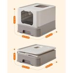 Petshop - Ingrijire si Igiena - Litiere si accesorii - Litiere acoperite - Litiera pisici cu capac tava extensibila maxim 15 kg, 54x43x38 cm, design igienic, gri - Infinity.ro
