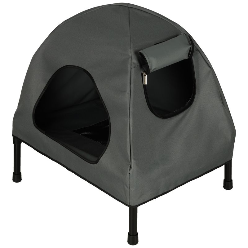 Petshop - Accesorii petshop - Culcusuri si custi - Culcusuri si saltele - Casuta cu pat pentru caini si pisici, cu acoperis detasabil si baza ventilata, 54x44x60 cm, negru - Infinity.ro